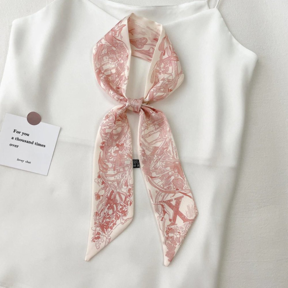 Geometric print initial X twilly scarf